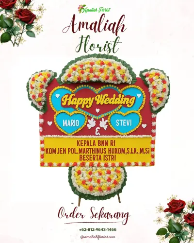 Karangan Papan Bunga Pernikahan di Kendaga